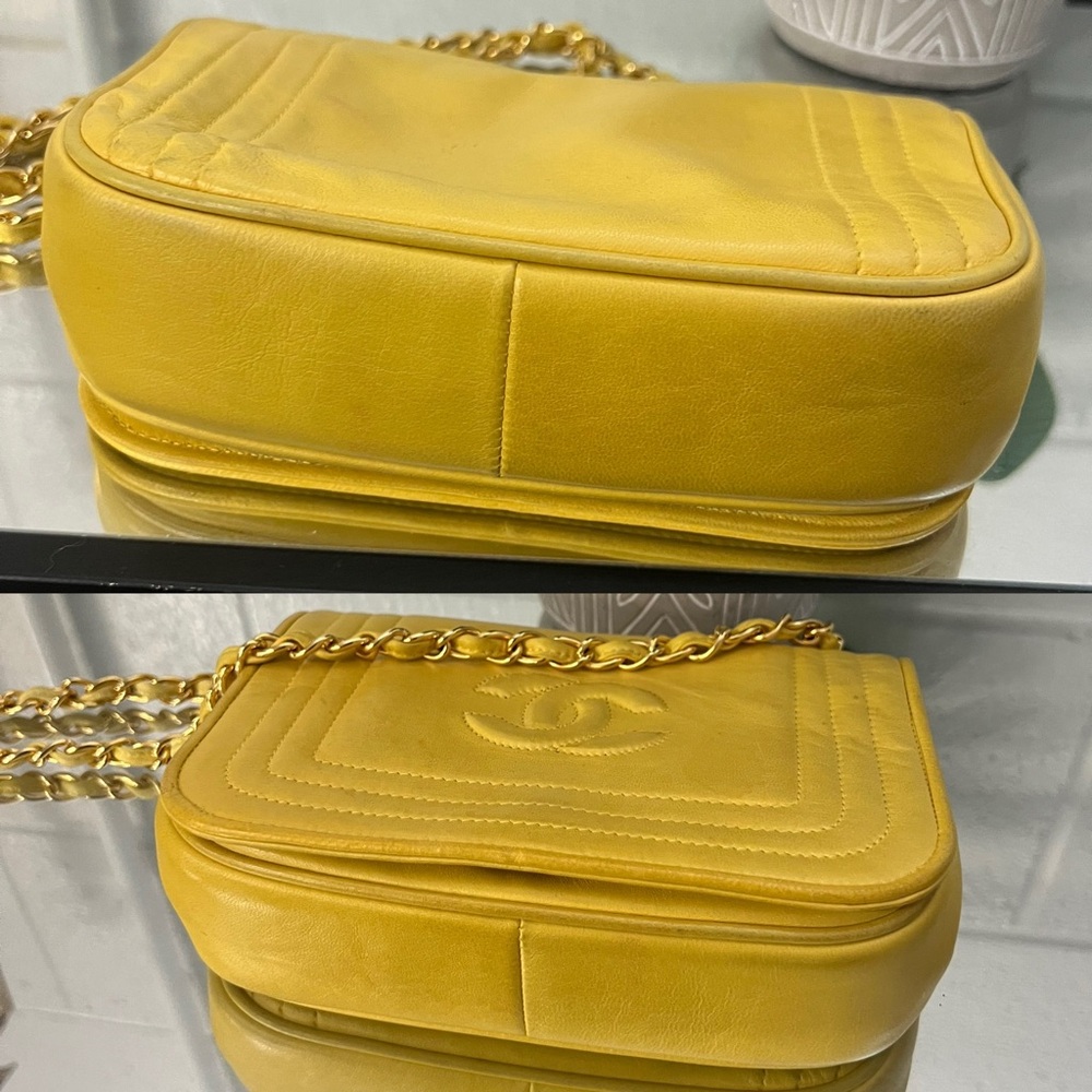 Yellow cute GUARANTEED AUTH CHANEL LAMBSKIN VINTAGE SHOULDER BAG - Picture 6 of 13
